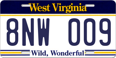 WV license plate 8NW009