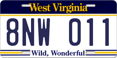 WV license plate 8NW011