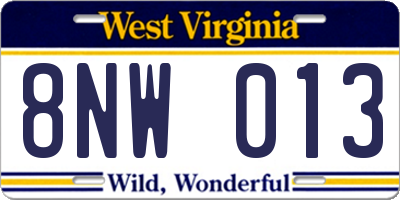 WV license plate 8NW013