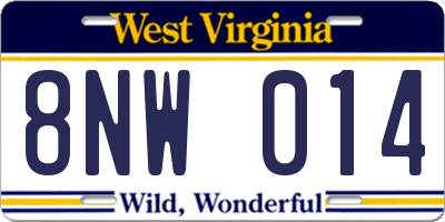 WV license plate 8NW014