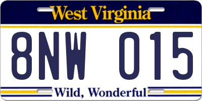 WV license plate 8NW015