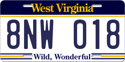 WV license plate 8NW018
