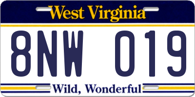 WV license plate 8NW019