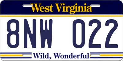WV license plate 8NW022