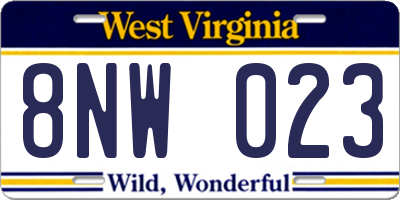 WV license plate 8NW023