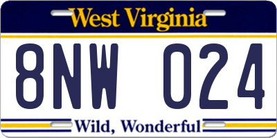 WV license plate 8NW024