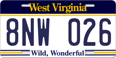 WV license plate 8NW026