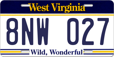 WV license plate 8NW027