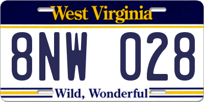 WV license plate 8NW028