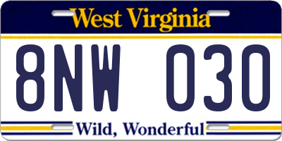 WV license plate 8NW030