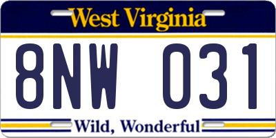 WV license plate 8NW031