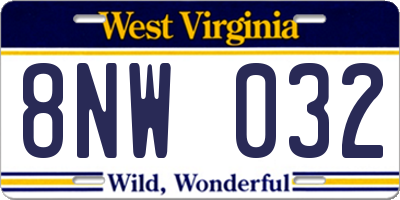 WV license plate 8NW032