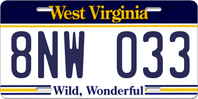 WV license plate 8NW033