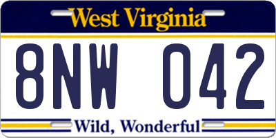 WV license plate 8NW042