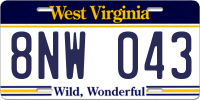 WV license plate 8NW043