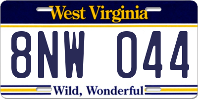 WV license plate 8NW044