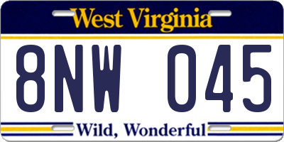 WV license plate 8NW045
