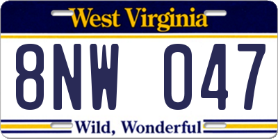 WV license plate 8NW047