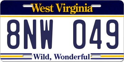 WV license plate 8NW049