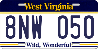 WV license plate 8NW050