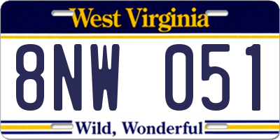 WV license plate 8NW051
