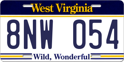 WV license plate 8NW054