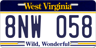 WV license plate 8NW058