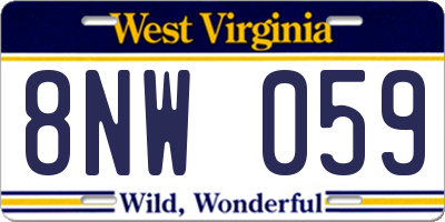 WV license plate 8NW059