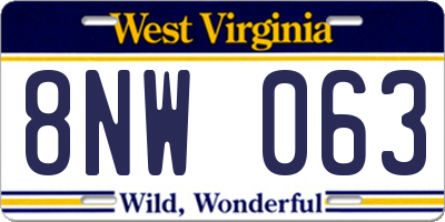WV license plate 8NW063