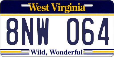 WV license plate 8NW064