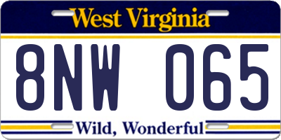 WV license plate 8NW065