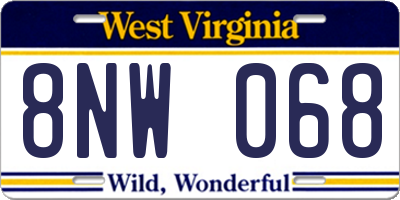 WV license plate 8NW068