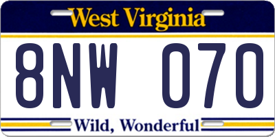 WV license plate 8NW070