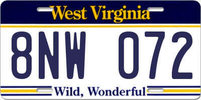 WV license plate 8NW072