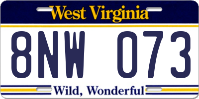 WV license plate 8NW073