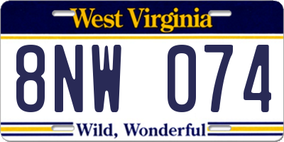 WV license plate 8NW074