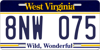 WV license plate 8NW075