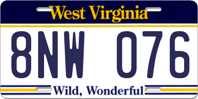 WV license plate 8NW076