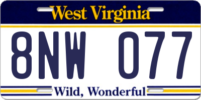 WV license plate 8NW077