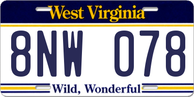 WV license plate 8NW078