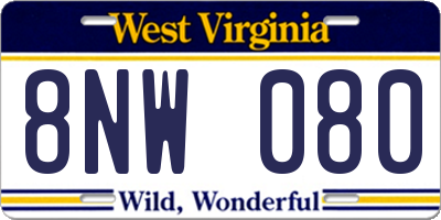 WV license plate 8NW080