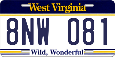 WV license plate 8NW081