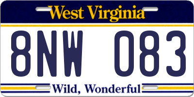 WV license plate 8NW083