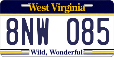 WV license plate 8NW085