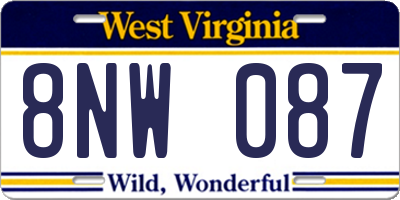 WV license plate 8NW087