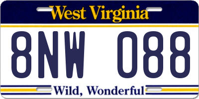 WV license plate 8NW088
