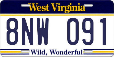 WV license plate 8NW091