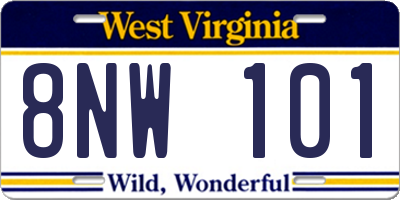 WV license plate 8NW101