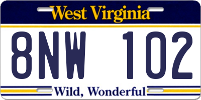 WV license plate 8NW102
