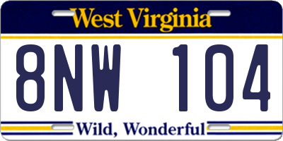 WV license plate 8NW104